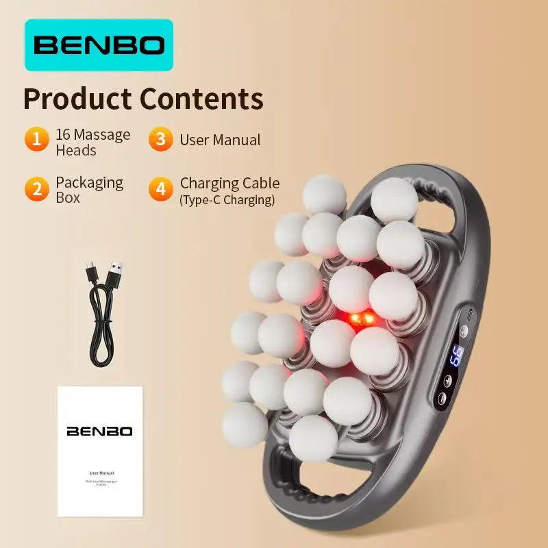 BENBO 20-Ball Massage Gun Quiet Muscle Massager for Back, Shoulders, Legs & Feet