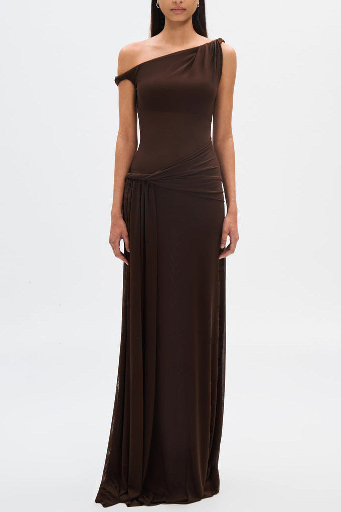 Eranda Μάξι Φόρεμα από Διάφανη Δραπέ Ύφανση Off-Shoulder