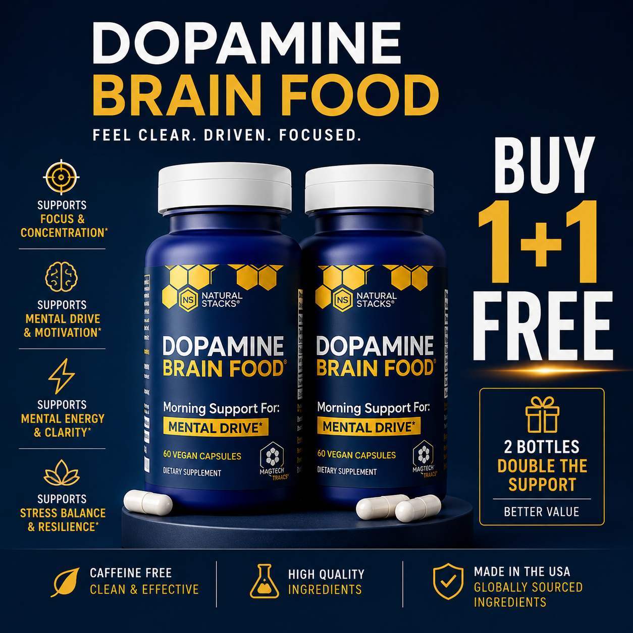 Dopamine Brain Food | Buy 1 Get 1 Free | Feel Clear, Driven & Focused