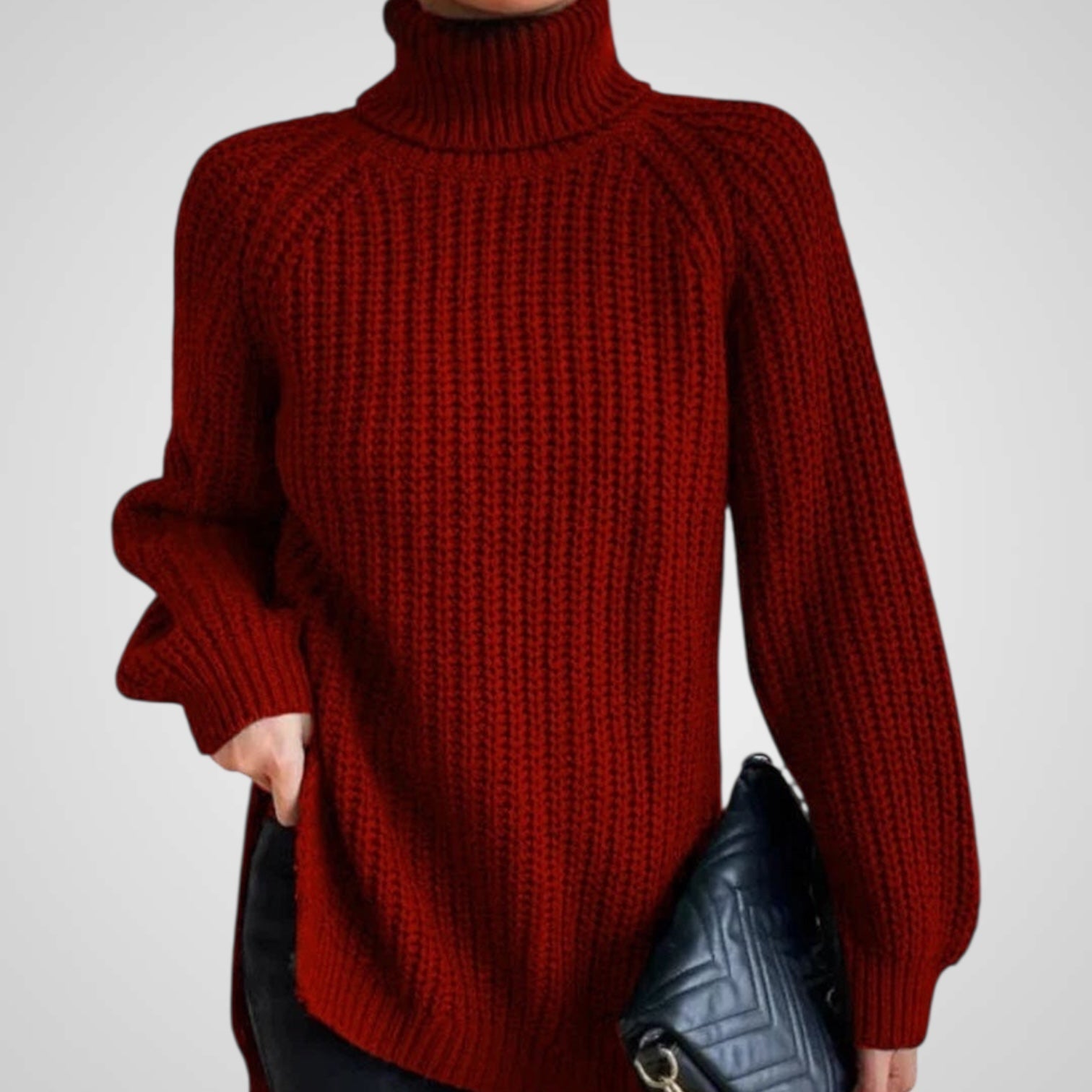 Γυναικεία Ζιβάγκο Ριπ Knit Σχίσιμο Πουλόβερ