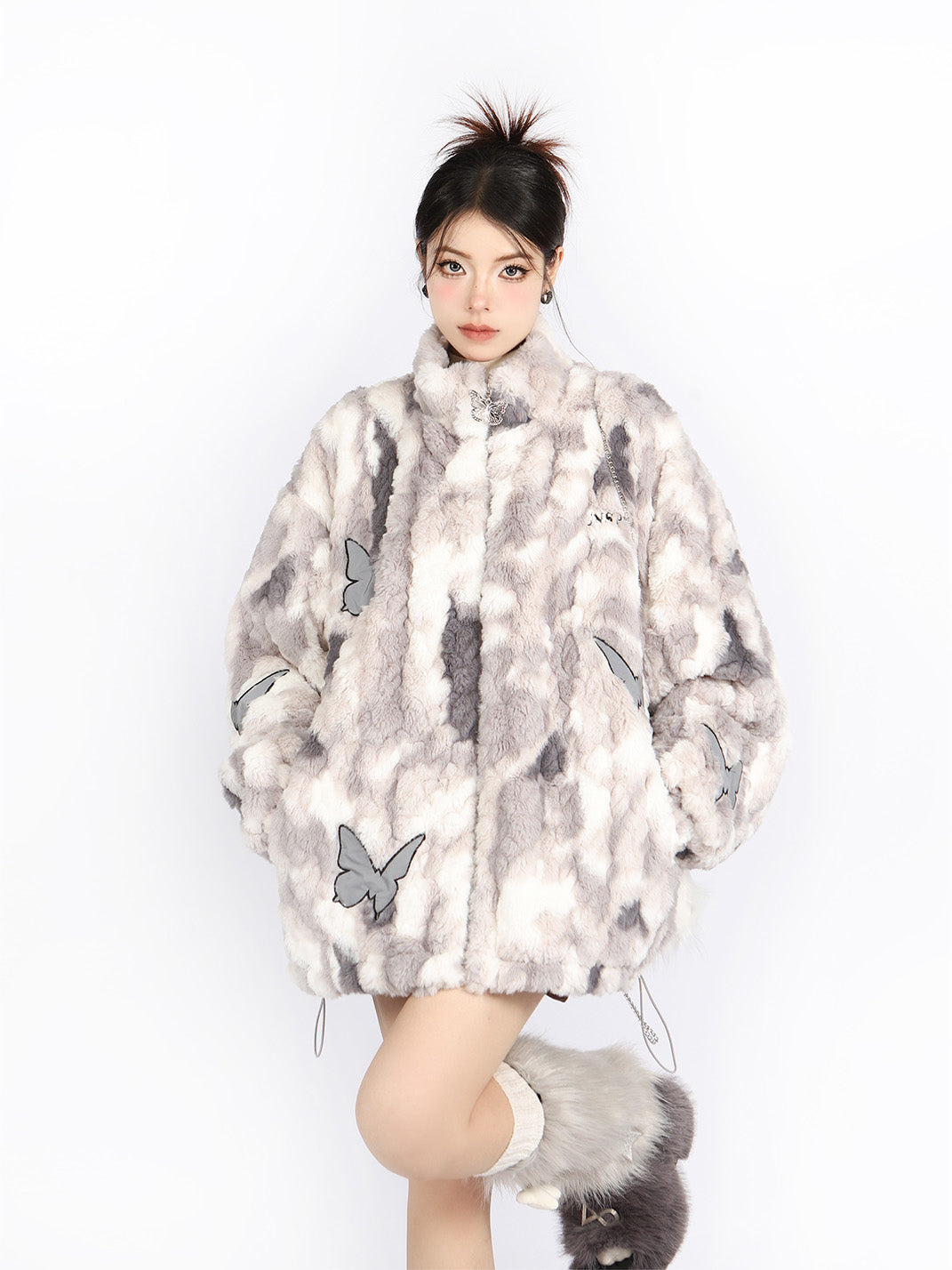Margot | Παλτό από Μαλλί Lambswool με Σχέδιο Tie Dye και Πεταλούδες (Tie Dye Butterfly Lambswool Coat)