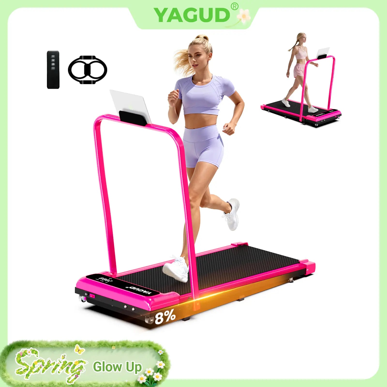 YAGUD Πτυσσόμενος Διάδρομος Γυμναστικής, Walking Pad με Χαμηλό Θόρυβο Κινητήρα