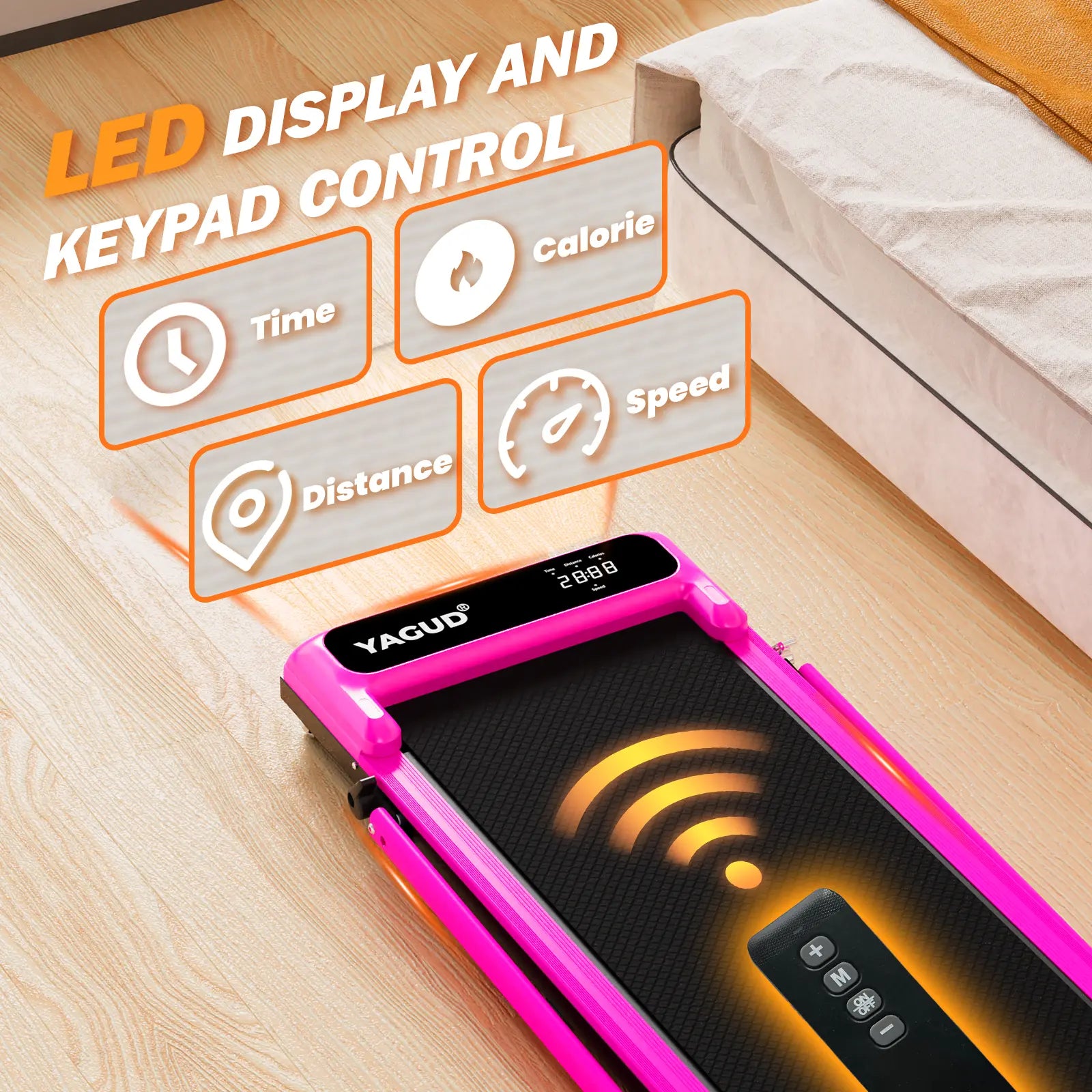 YAGUD Πτυσσόμενος Διάδρομος Γυμναστικής, Walking Pad με Χαμηλό Θόρυβο Κινητήρα