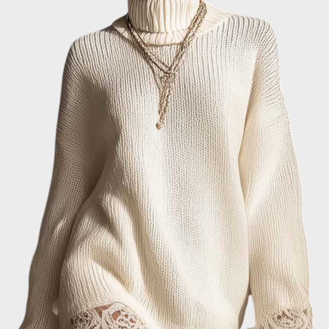 Sandy | Λευκό Πλεχτό Μίνι Φόρεμα Με Λαχούρια
