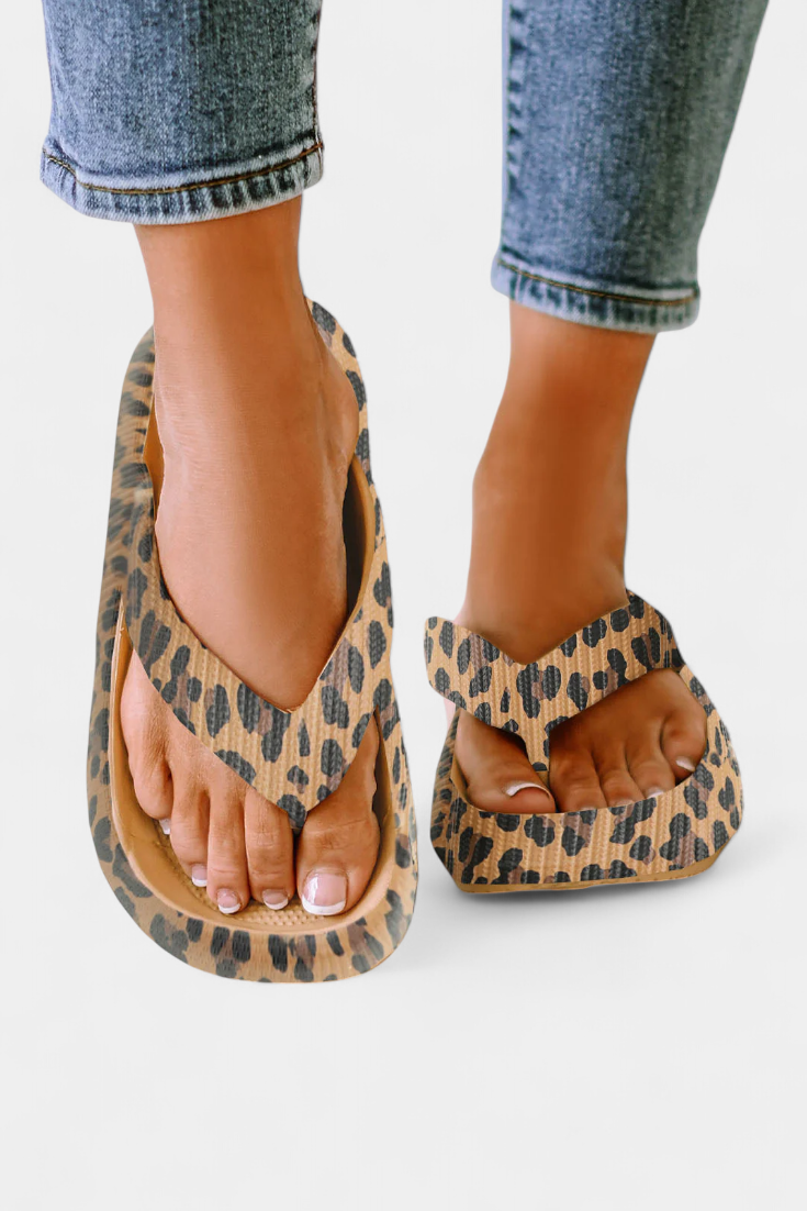 Lola Leopard Print Σαγιονάρες με χοντρή σόλα