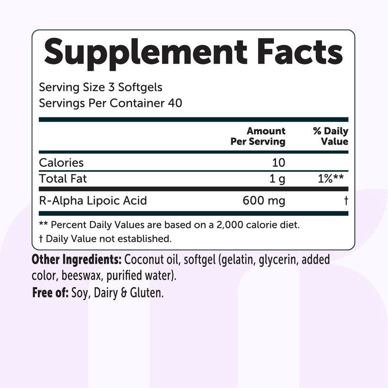 Micro Ingredients R Alpha Lipoic Acid 600mg With Coconut Oil