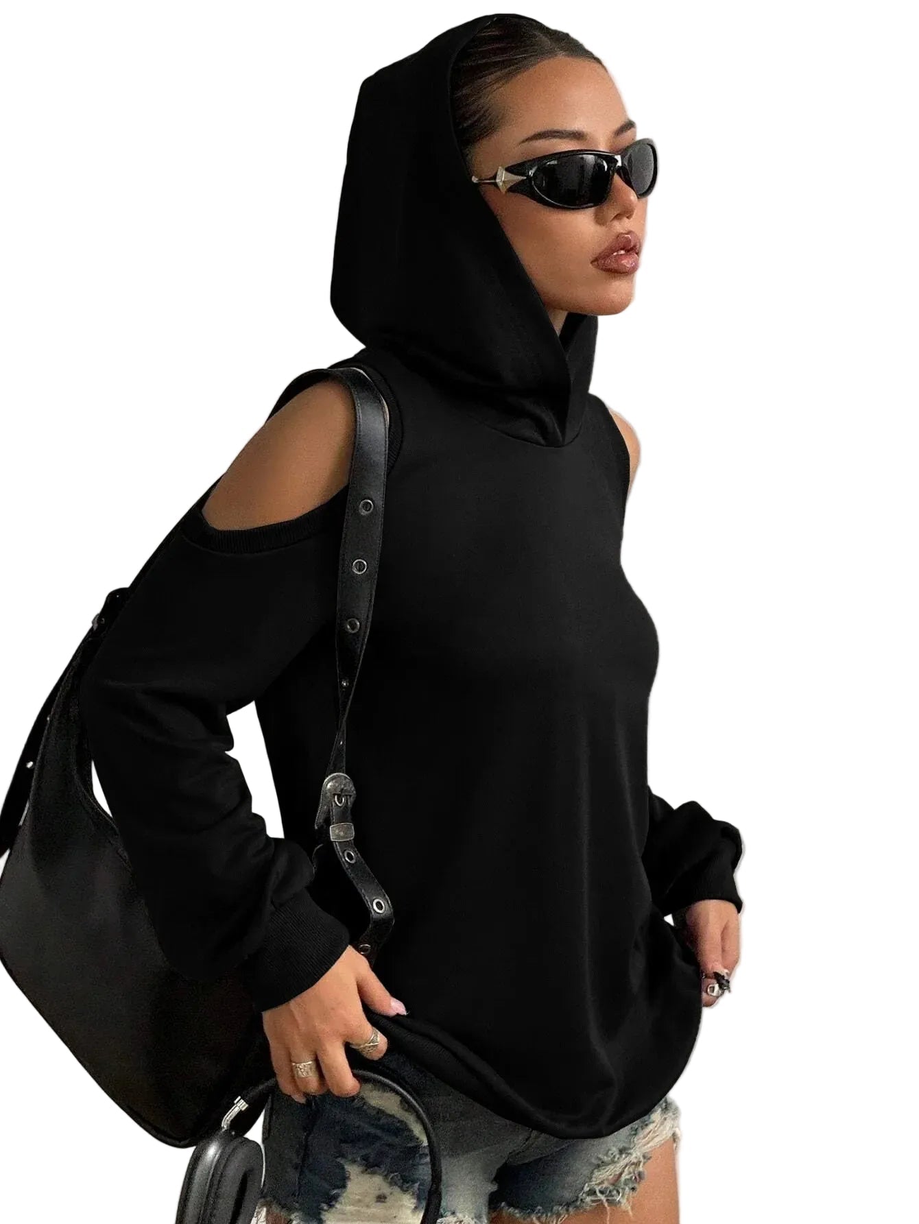 Ellen | Φούτερ Essentia με Έξω τους Ώμους και Κουκούλα (Essentia Off-Shoulder Hoodie)