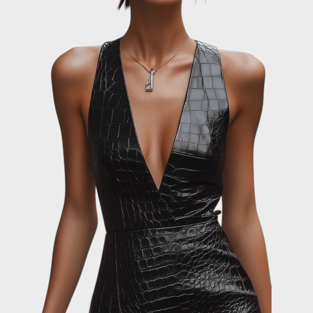 Verlyn | Μαύρο Δερμάτινο Bodycon - Μίνι Φόρεμα