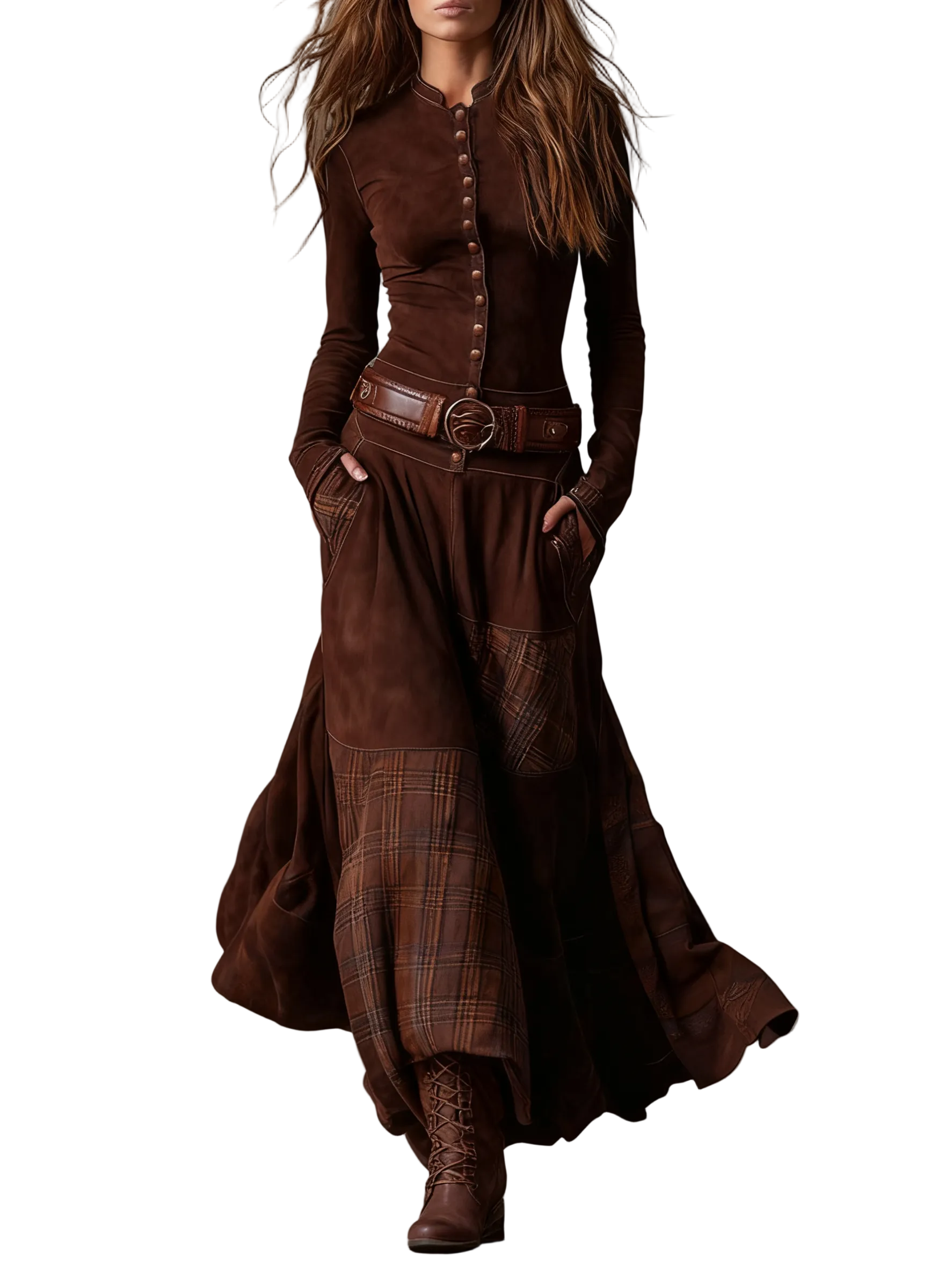 Izabella - Καστόρινο Μάξι Φόρεμα (Suede Maxi Dress)