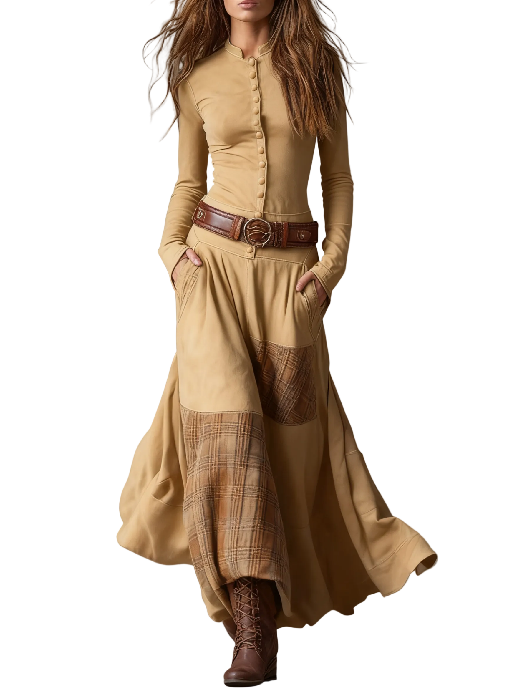 Izabella - Καστόρινο Μάξι Φόρεμα (Suede Maxi Dress)