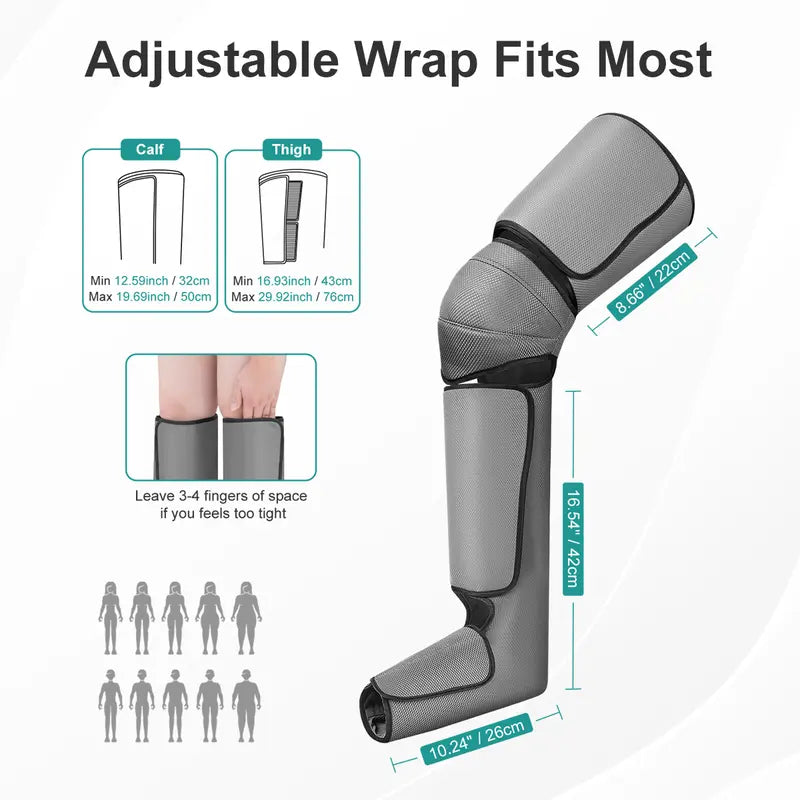Nekteck Leg Massager for Circulation and Pain Relief Air Compression Foot Calf Thigh Massager with 2 Heat and 3 Vibration 6 Modes 3 Intensities