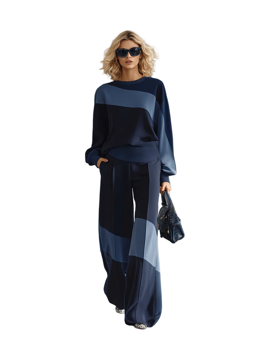 Kendal - Casual Sportswear Σετ με Patchwork Φούτερ και Παντελόνι Φόρμας (Casual Sportswear Patchwork Sweatshirt And Sweatpants Set)